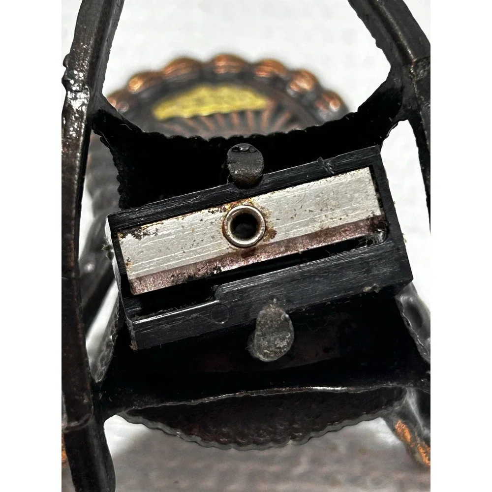 Vintage‎ Miniture Metal WICKER ROCKER PENCIL SHARPENER 2.5